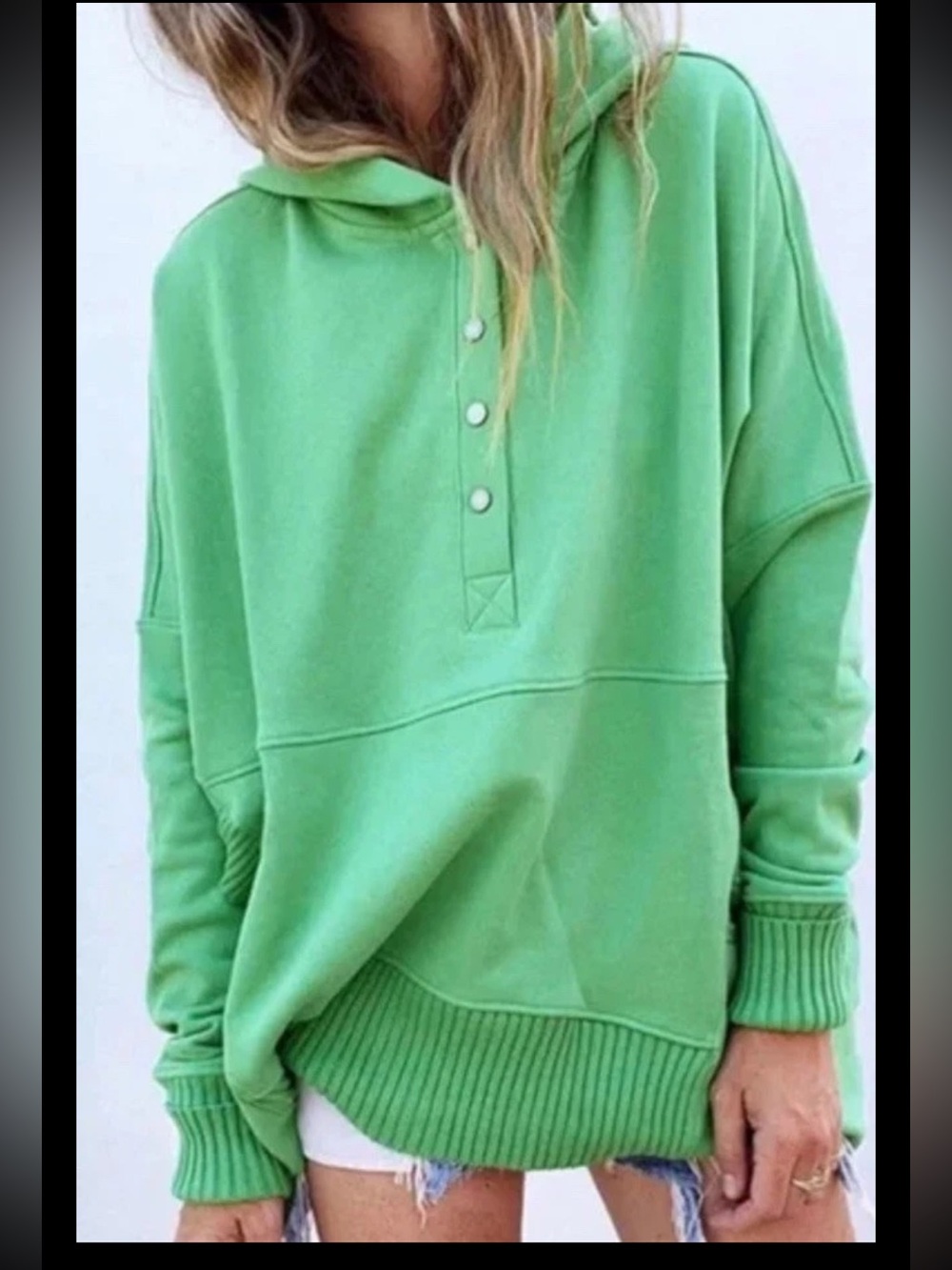 Bucketlist Green Oversized Casual Hoodie Sweatshirt Size Small